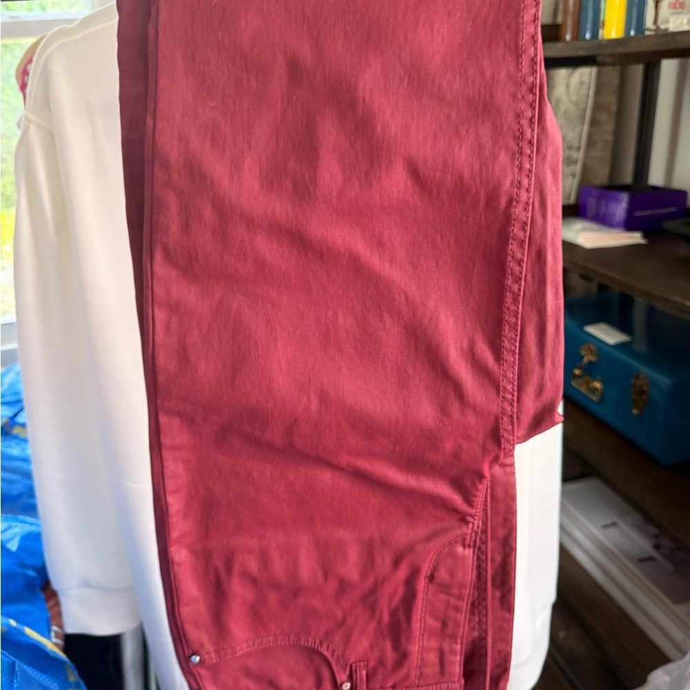WHBM Red Leather Flare Pants